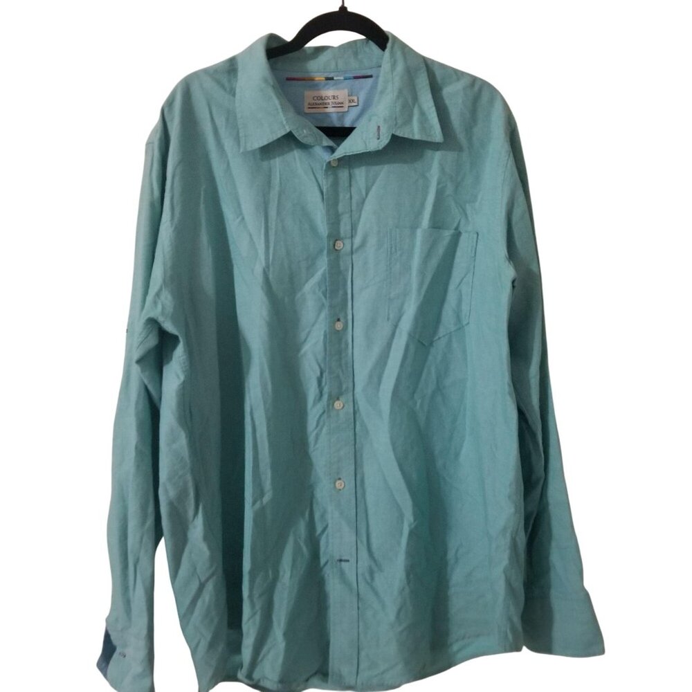 Colours By Alexander Julian XXL Turquoise Button-Down Long Sleeve Shirt